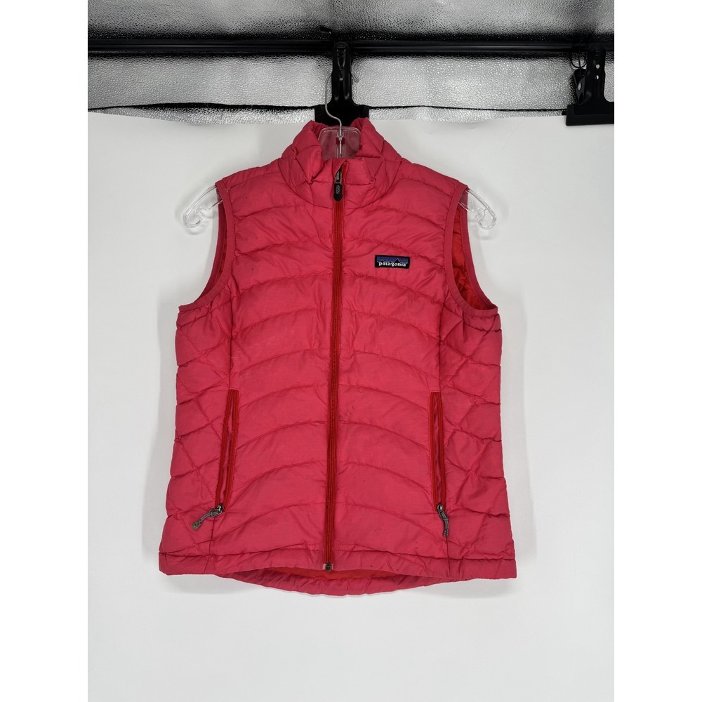 Patagonia Down Sweater Puffer Vest Womens XS Hot Pink Goose Down Fill Insulated